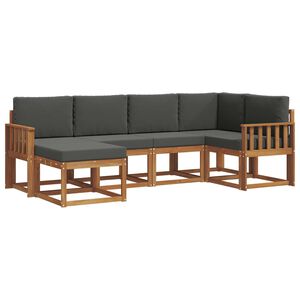 vidaXL Conjunto de sof&aacute;s de exterior 6 pcs Natural y Antracita