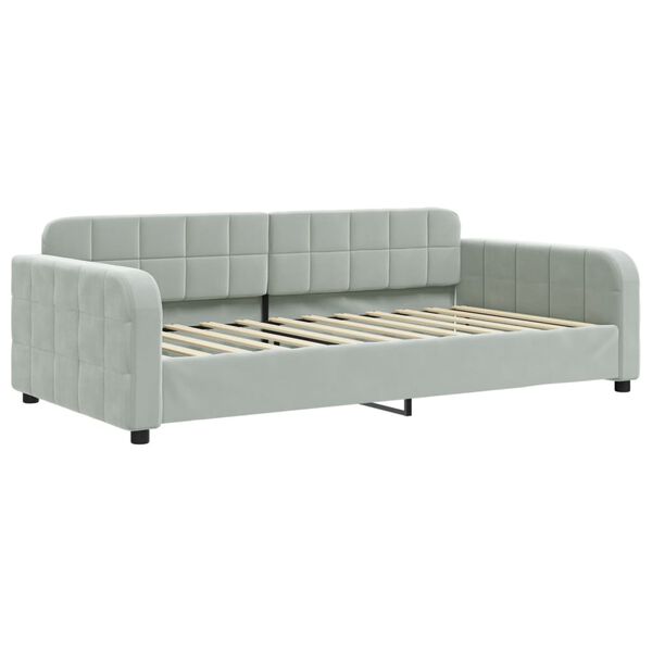 vidaXL Sof&aacute; cama sin colch&oacute;n terciopelo gris claro 100x200 cm