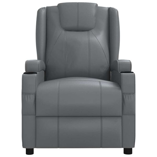 vidaXL Sill&oacute;n reclinable de cuero sint&eacute;tico gris antracita
