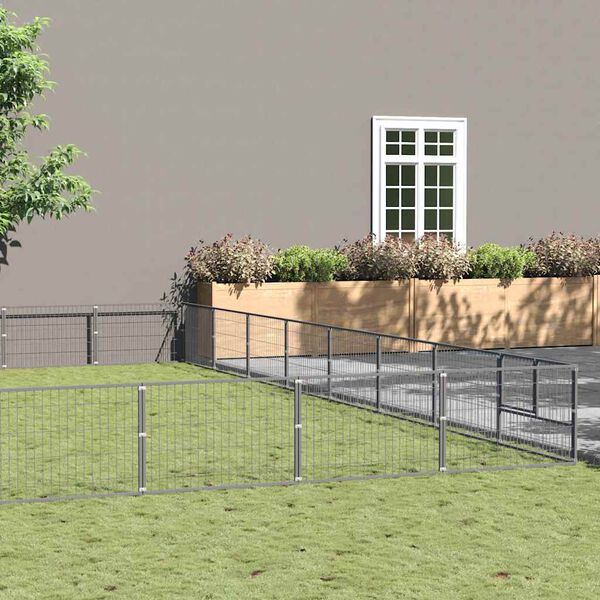 vidaXL Perrera plateada 80 m&sup2; acero