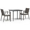 vidaXL Juego comedor jard&iacute;n 3 piezas y cojines rat&aacute;n sint&eacute;tico y acero