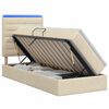 vidaXL Cama de almacenamiento LED con colch&oacute;n Crema 90 x 190 cm Tela