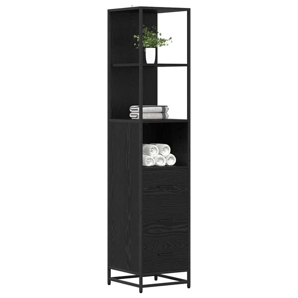 vidaXL Juego de muebles de ba&ntilde;o Roble Negro 35 x 37,5 x 166 cm