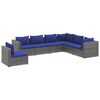 vidaXL Set de sof&aacute;s de jard&iacute;n 7 piezas y cojines rat&aacute;n sint&eacute;tico gris