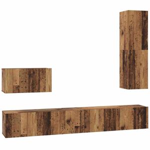 vidaXL Mueble de TV de Pared 4 pcs Madera Vieja Madera contrachapada