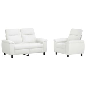 vidaXL Juego de Sof&aacute; 2 pcs Blanco Tela