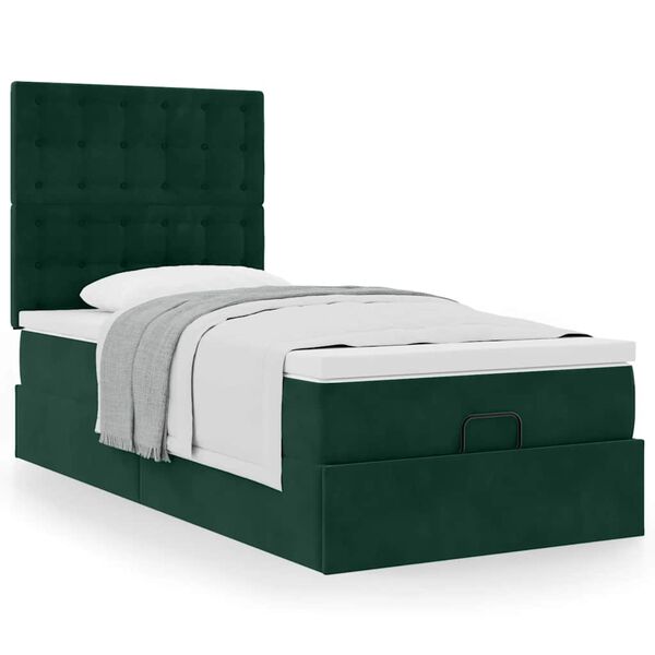 vidaXL Estructura de cama otomana colchones terciopelo verde oscuro