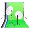 vidaXL Kit iluminaci&oacute;n de estudio fotogr&aacute;fico con fondos y paraguas