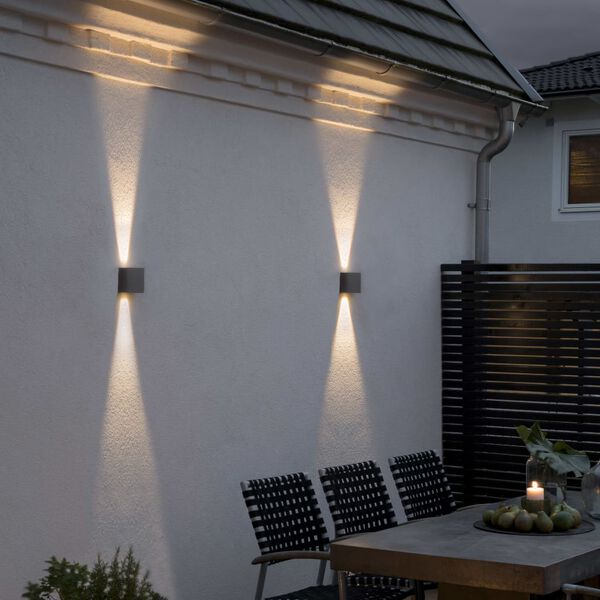 KONSTSMIDE L&aacute;mpara LED de pared Chieri gris antracita 2x6W