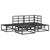 vidaXL Conjunto de sof&aacute; de jard&iacute;n con coj&iacute;n 5 pcs Negro Aluminio