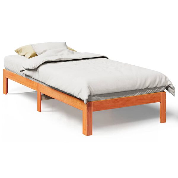 vidaXL Estructura de cama sin colch&oacute;n madera de pino marr&oacute;n 90x200 cm