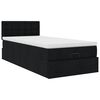 vidaXL Cama otomana con colchón y luces LED tela negra 80x200cm