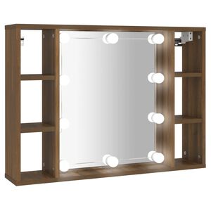 vidaXL Mueble con espejo y LED color roble marr&oacute;n 76x15x55 cm
