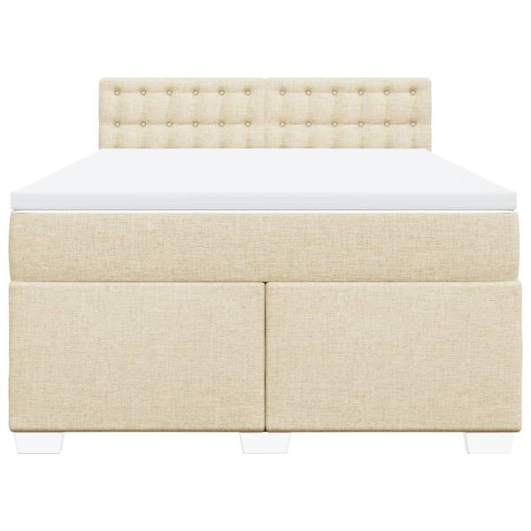 vidaXL Cama box spring con colch&oacute;n tela color crema 140x200 cm