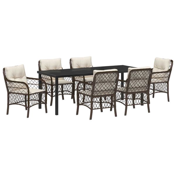 vidaXL Conjunto de Comedor de Jard&iacute;n 7 pcs Marr&oacute;n rat&aacute;n sint&eacute;tico