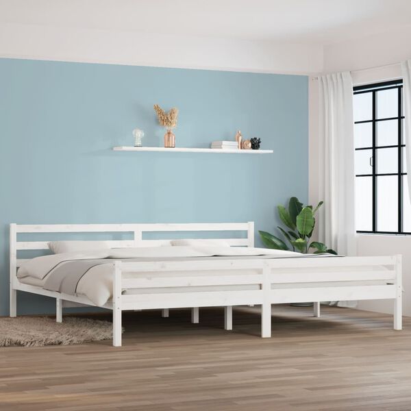 vidaXL Estructura de cama sin colch&oacute;n madera maciza blanco 200x200 cm