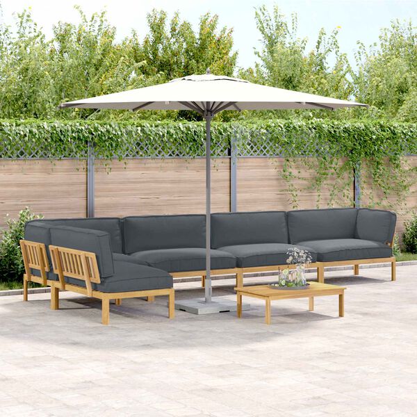 vidaXL Juego de Sof&aacute; con coj&iacute;n 6 pcs Antracita Madera de Acacia S&oacute;lida