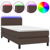 vidaXL Cama box spring y colch&oacute;n LED cuero sint&eacute;tico marr&oacute;n 90x200 cm