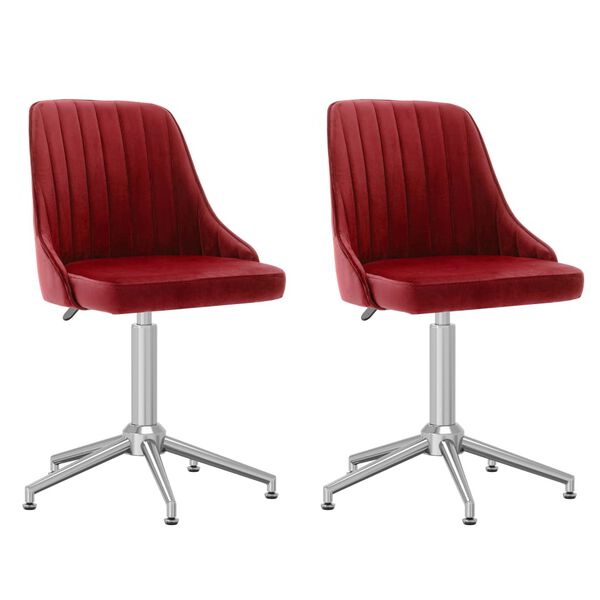 vidaXL Sillas de comedor giratorias 2 unidades terciopelo rojo tinto
