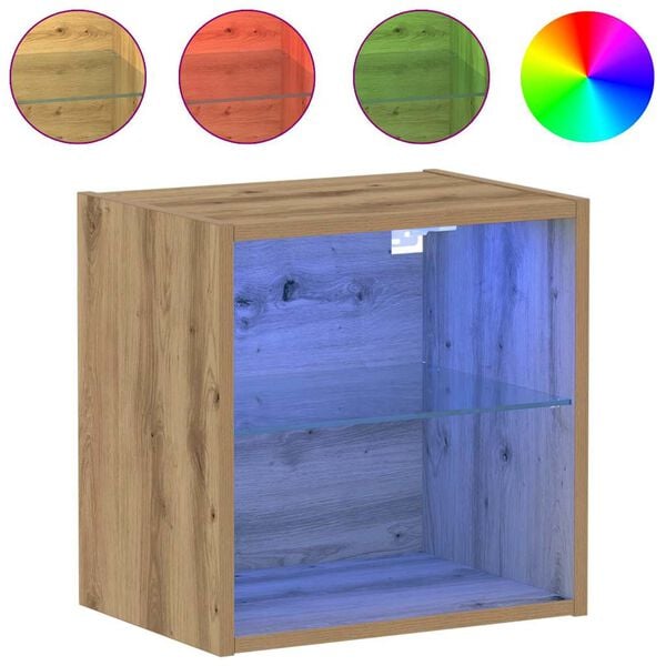 vidaXL Estante flotante con luz LED Marr&oacute;n 40 x 28,5 x 40 cm