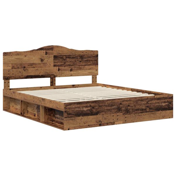 vidaXL Estructura de cama con cabecera Madera vieja 200 x 200 cm