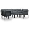 vidaXL Juego de muebles de jard&iacute;n 6 pzas rat&aacute;n sint&eacute;tico negro y gris