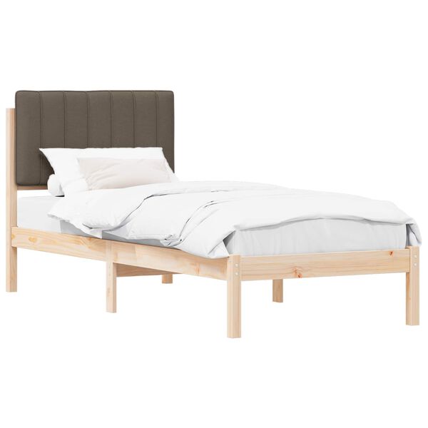 vidaXL Estructura de Cama con Cabecera Tapizada Taup&eacute; 75 x 190 cm