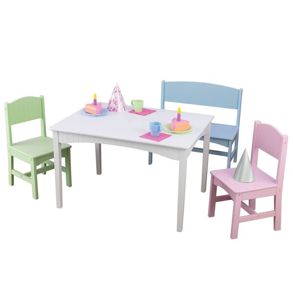 KidKraft Set de mesa y silla para ni&ntilde;os con banco Nantucket pastell
