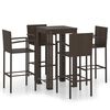 vidaXL Muebles de bar de jard&iacute;n 5 pzas rat&aacute;n PE reposabrazos marr&oacute;n
