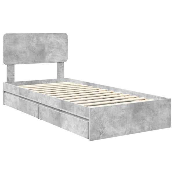vidaXL Cama con almacenamiento con cabecera Gris Concreto 90 x 200 cm