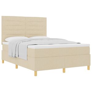 vidaXL Cama tipo Box Spring con colch&oacute;n Crema 140 x 200 cm tela