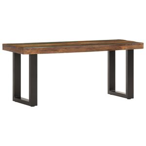 vidaXL Banco de madera maciza reciclada y acero 110 cm