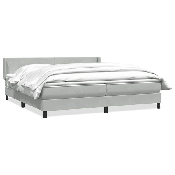 vidaXL Cama box spring con colch&oacute;n terciopelo gris claro 180x210 cm