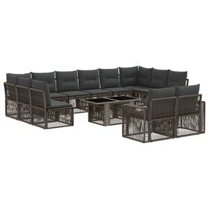 vidaXL Conjunto de sof&aacute;s de jard&iacute;n 13 uds. Gris y Gris Oscuro