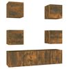 vidaXL Set de muebles de TV 6 pzas madera contrachapada roble ahumado