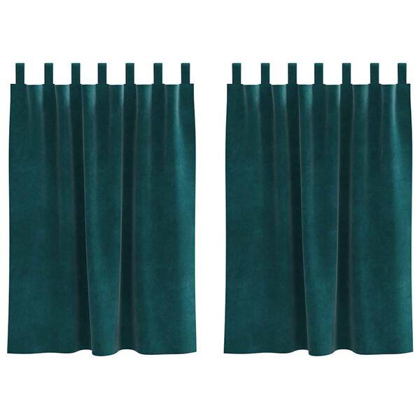 vidaXL Cortinas opacas 2 pcs Verde oscuro 140 x 140 cm Terciopelo