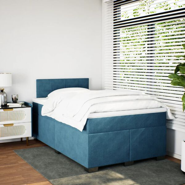 vidaXL Cama box spring con colch&oacute;n terciopelo azul 120x200 cm