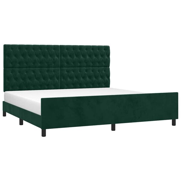 vidaXL Estructura cama sin colch&oacute;n terciopelo verde oscuro 200x200 cm