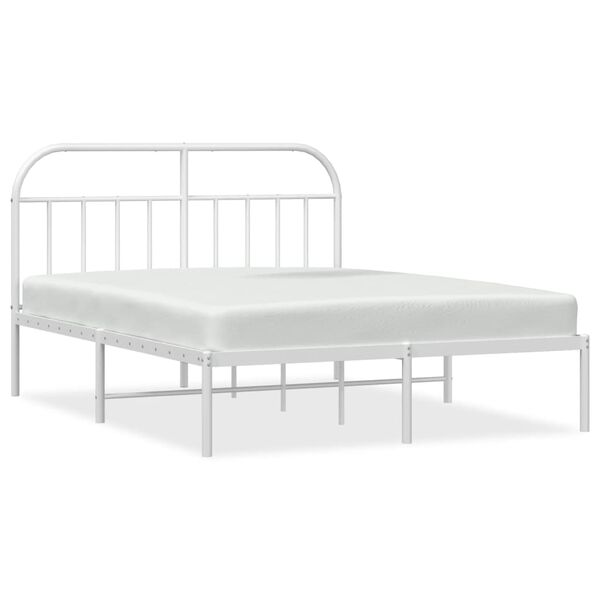 vidaXL Estructura cama sin colch&oacute;n con cabecero metal blanco 180x200cm