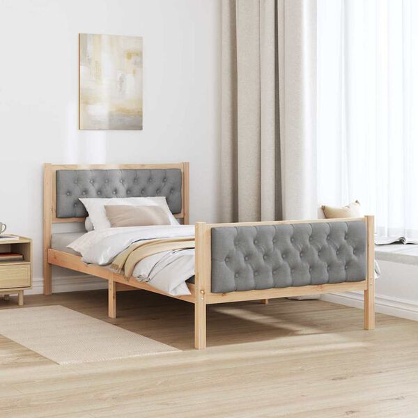 vidaXL Estructura de cama con cabecera Gris Claro 100 x 200 cm