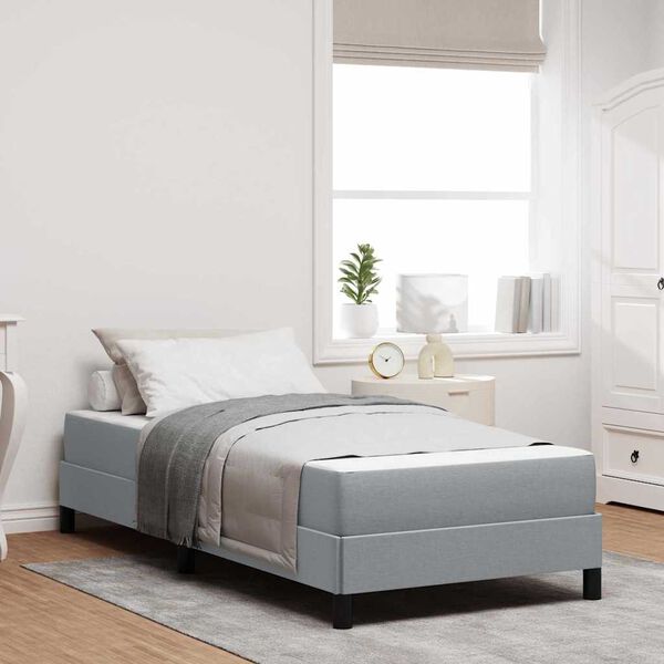 vidaXL Cama tipo Box Spring con colch&oacute;n Gris Claro 90 x 200 cm tela