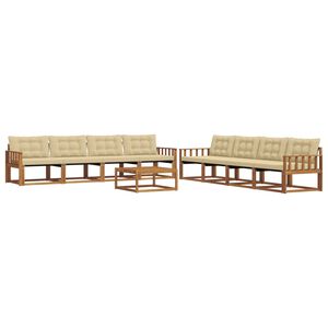 vidaXL Conjunto de sof&aacute;s de exterior con coj&iacute;n 9 pcs Natural y Beige