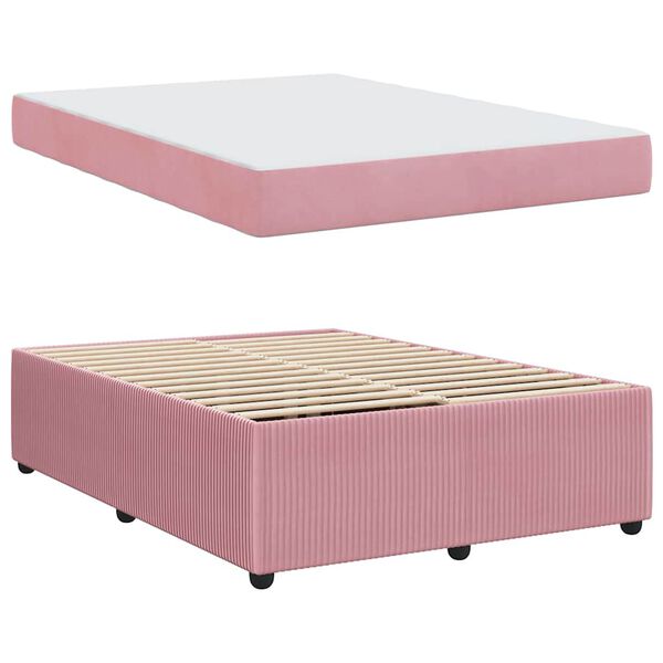 vidaXL Estructura de cama con colch&oacute;n Rosa 140 x 200 cm tela