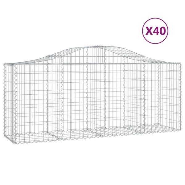 vidaXL Cestas de gaviones 40 uds forma de arco hierro 200x50x80/100 cm