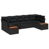 vidaXL Conjunto de sof&aacute; de jard&iacute;n 7 uds. Negro rat&aacute;n sint&eacute;tico