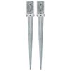vidaXL Picas de tierra 2 uds acero galvanizado plateado 8x8x76 cm
