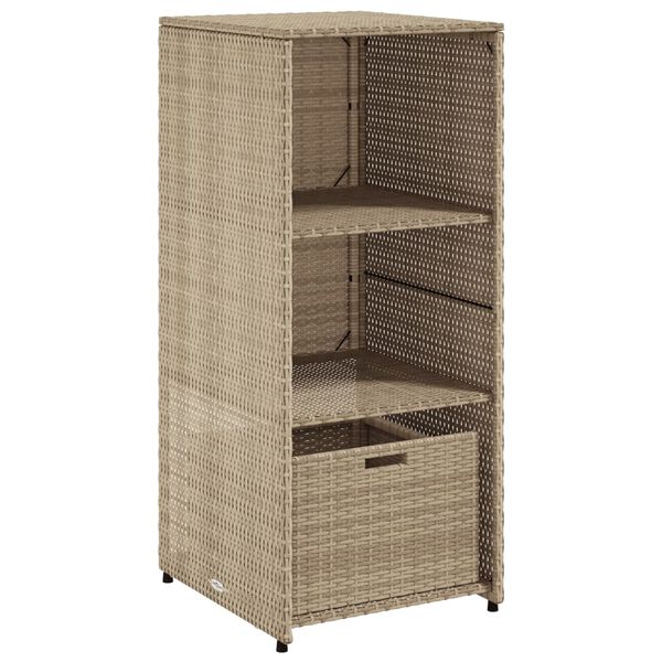 vidaXL Armario de almacenaje de jardín ratán PE beige 50x55x115 cm
