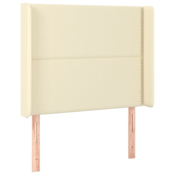 vidaXL Cabecero con LED cuero sint&eacute;tico color crema 103x16x118/128 cm