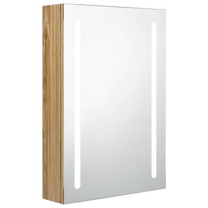 vidaXL Armario de ba&ntilde;o con espejo y LED color roble 50x13x70 cm