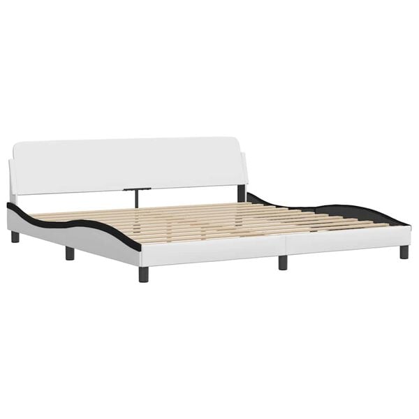 vidaXL Estructura de cama Dover cuero sint&eacute;tico blanco negro 200x200 cm
